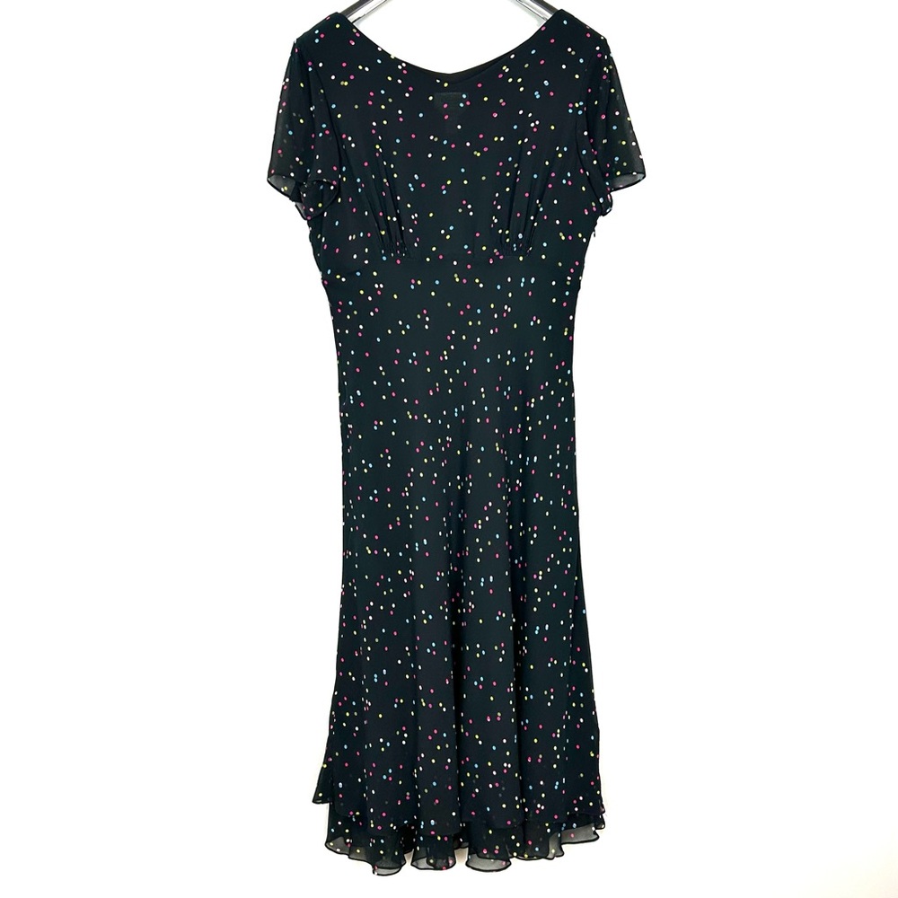 Talbots Vintage Silk Fit & Flare Dress Women’s Size 14 Midi Polka Dot Retro